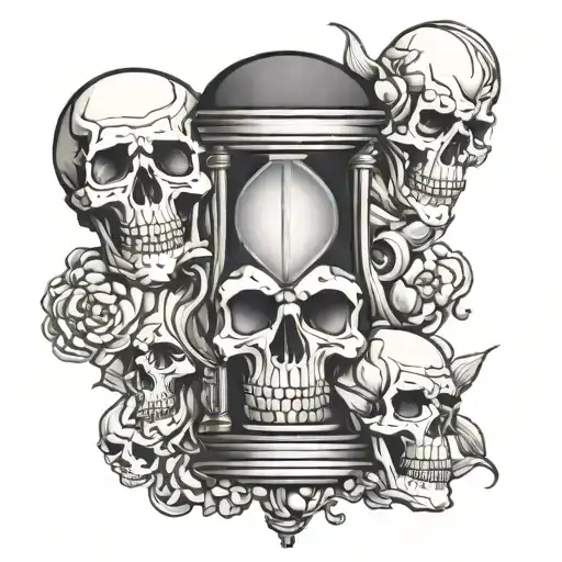 Hour Glass With Skulls