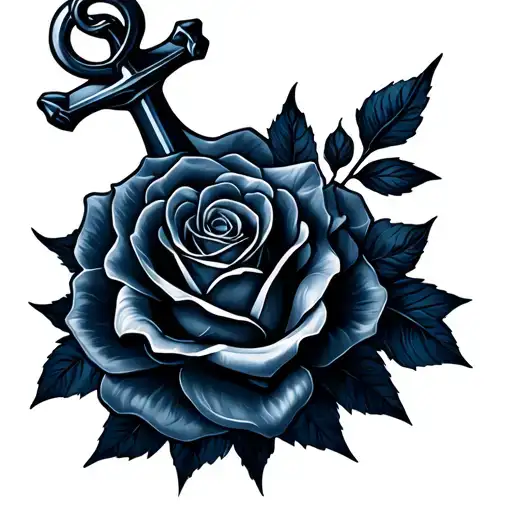 Sleeve Roses Anchor Navy Anchor