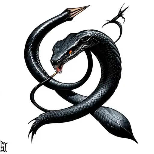 An Arrow With A Black Mamba Around It