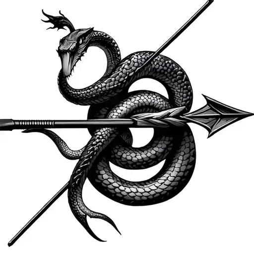 A Bow Arrow With A Snake Around It