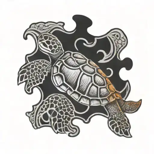 Autism Puzzle Piece And Sea Turtle
