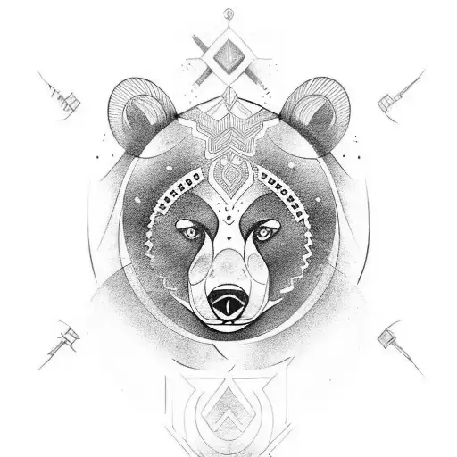 Design A Tattoo Featuring The Bear Symbol And Persian Motifs