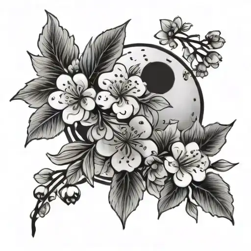 Moon And Cherry Blossom