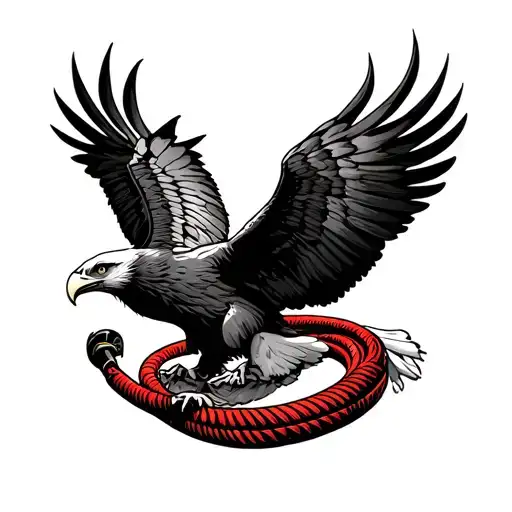 Diving Eagle With Fire Hose