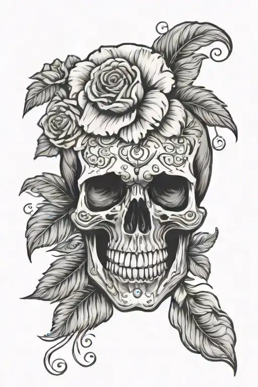 Skull And Flowers