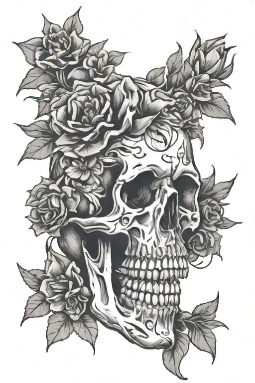 Skull And Flowers