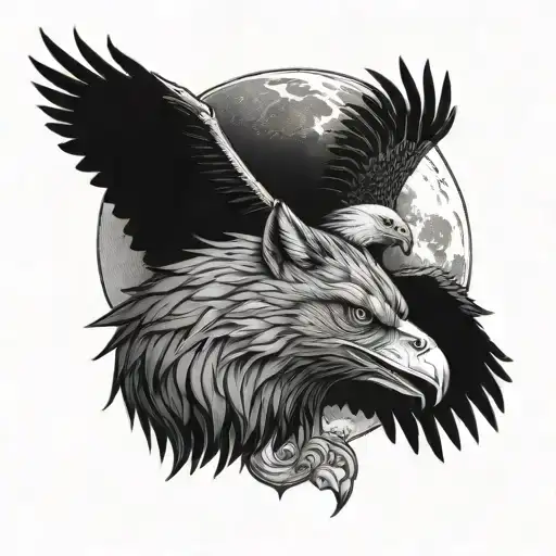 Eagle Wolf Moon Merging Together