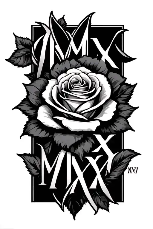 The Word Mcmlx-mmxxv With A Rose Intertwined Within