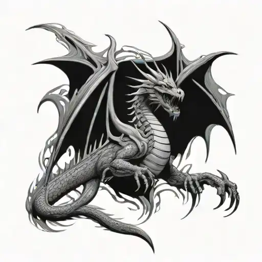 Intimidating Dragon Surrounded By Flames