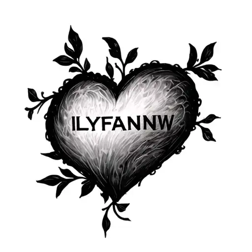 Make The Intials Ilyfaanmw Into A Black Like As A Outline Of A Heart