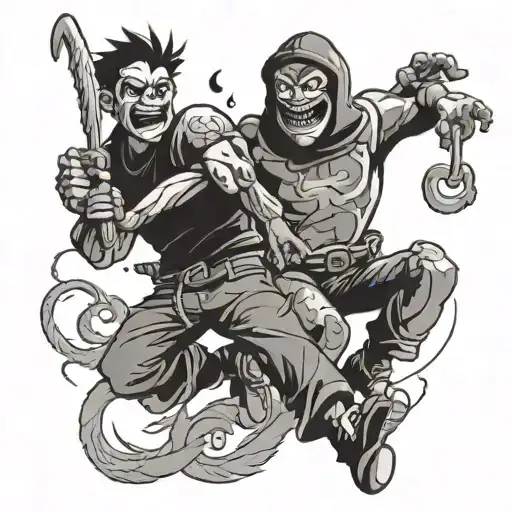 Animated Figure Portraying Happiness While Shadow Attempts To Kill Him