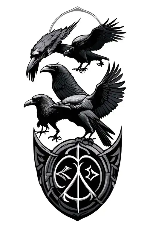 Viking Runes Tattoo For Upper Arm Including Ravens