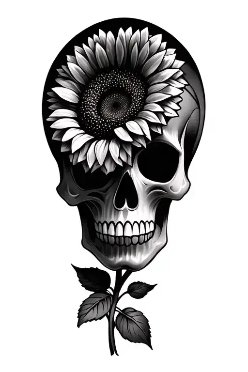 Sugar Skull Half Sunflowers Blooming