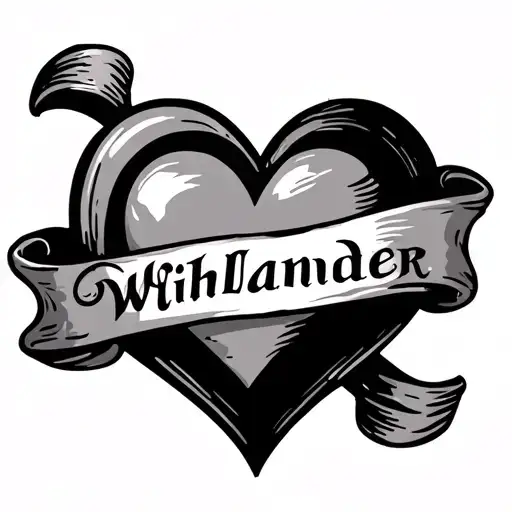 Old Fashioned Sailor Tattoo Heart With A Scroll Over It With Name Wihlander Written Inside