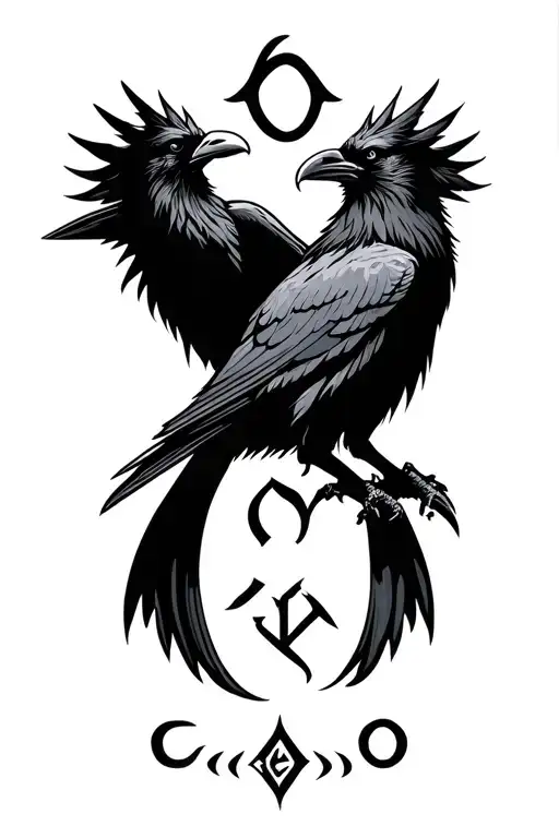 Viking Runes Tattoo For Upper Arm Including Two Ravens