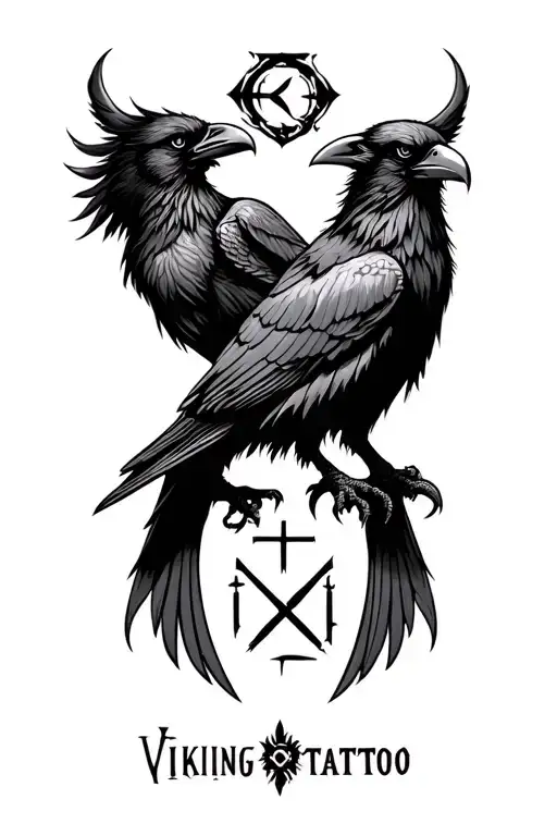 Viking Runes Tattoo For Upper Arm Including Two Ravens
