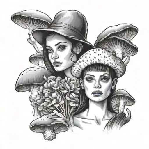 Girl With Mushrooms Portrait Realistic