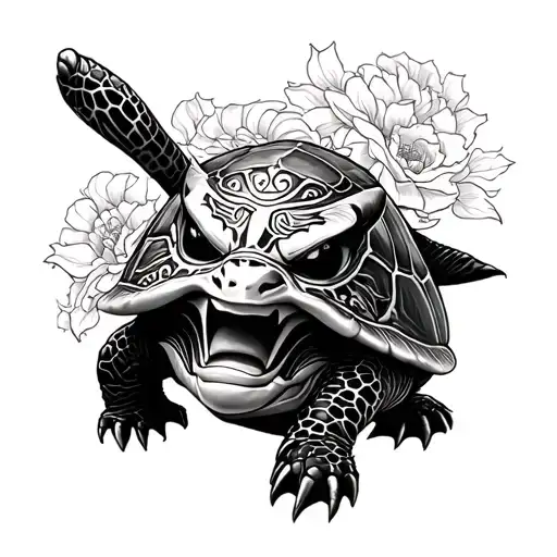 Turtle With Hannya Mask As Shell