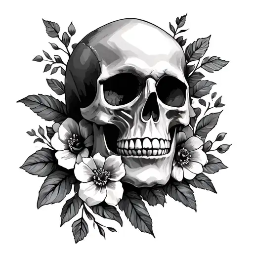 Skull And Flowers