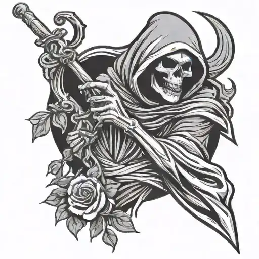 Grim Reaper Holding A Rose