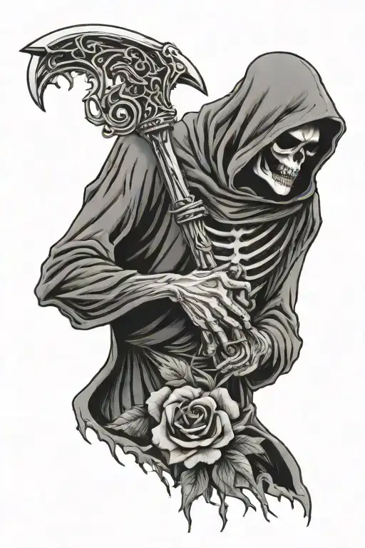 Grim Reaper Holding A Rose