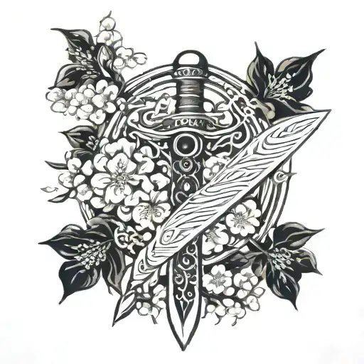 Sung Jin Woo Dagger With Cherry Blossoms Wrapped