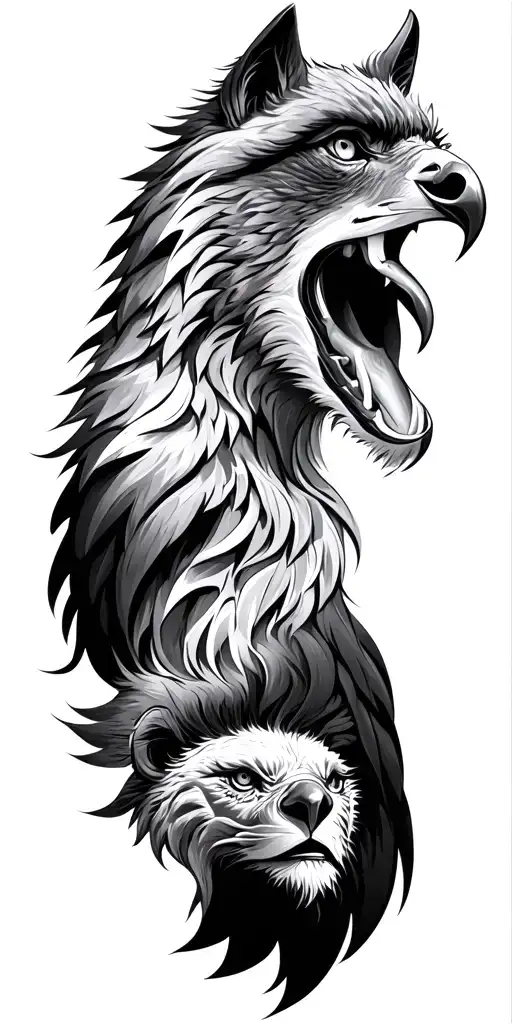 Lion Eagle And Wolf Head