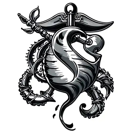Marine Ink With Letter N S