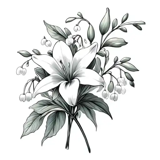 Flower Bouquet With Lilly Of The Valley And Snow Drop Flower
