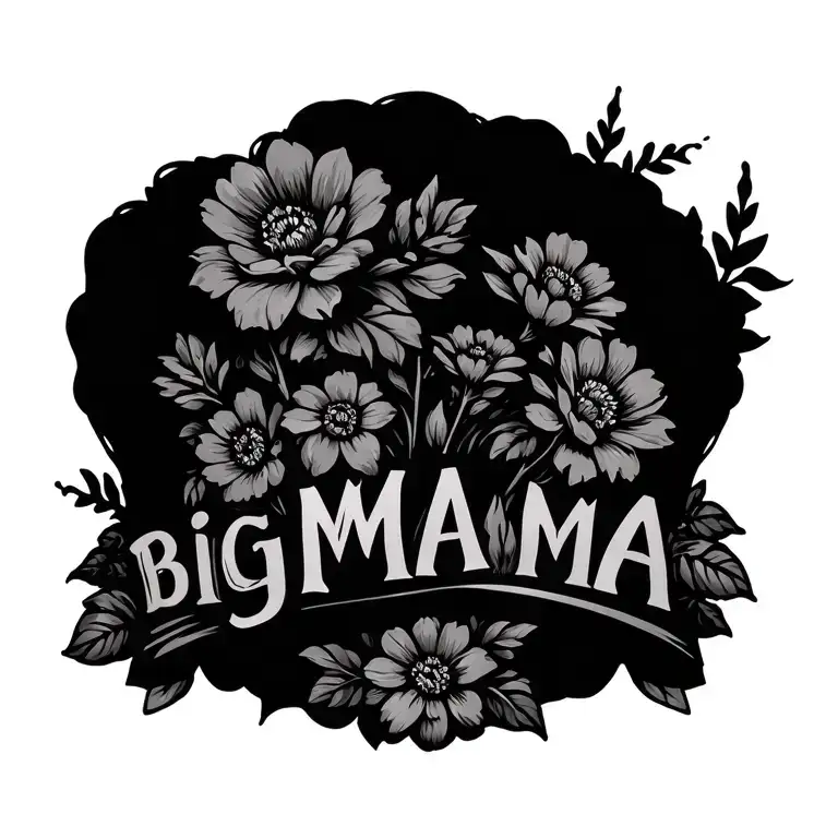 Name Big Mama In Crusive With Flowers Growing