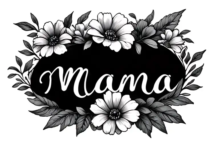 Name Big Mama In Cursive Handwriting With Flowers Growing Inside