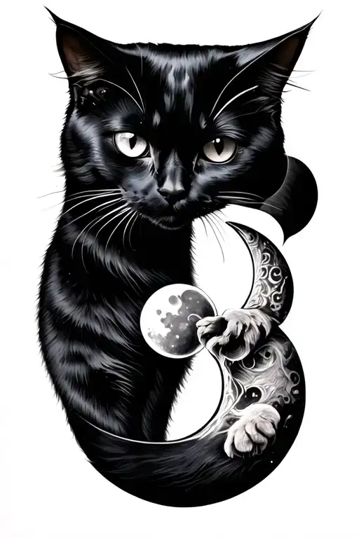 Black Cat On Crescent Moon Phases