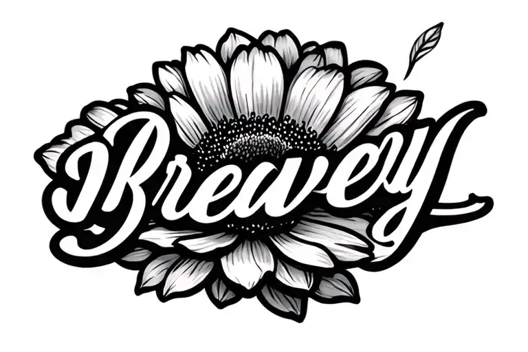 Simple Flower With The Word Bravery Written In Cursive Integrated In The Flower