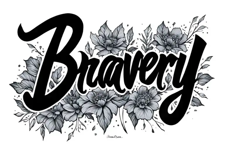 The Word Bravery Written In Cursive