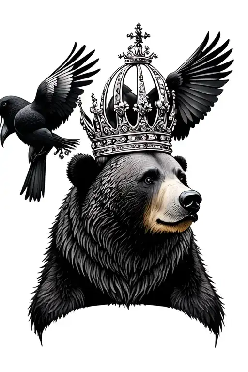 Bear And Crown Of Birds