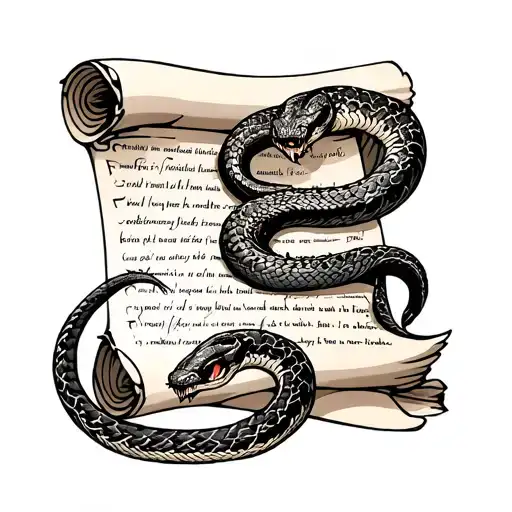 A Scroll With Ancient Text On It With A Snake Wrapped Around It Shedding Its Skin