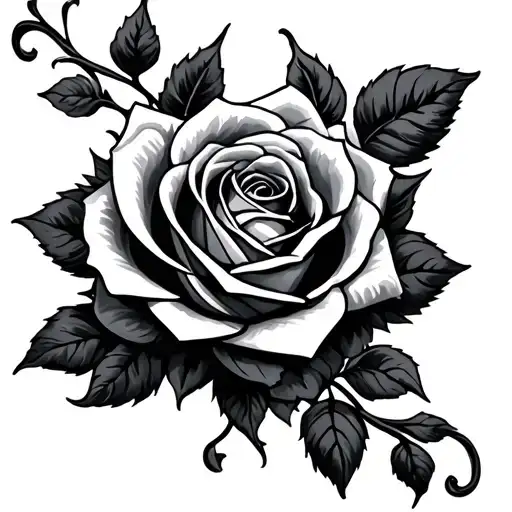 Scroll And Rose Surrounded