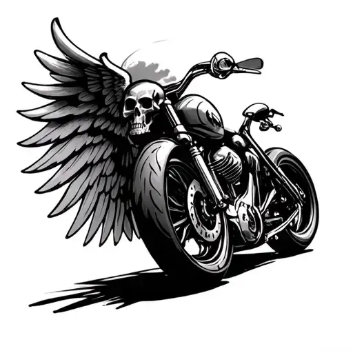 Motorcycle Wheel With Wings And Skull
