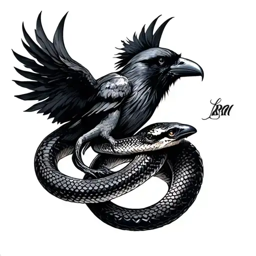 Snake And Raven Intertwined