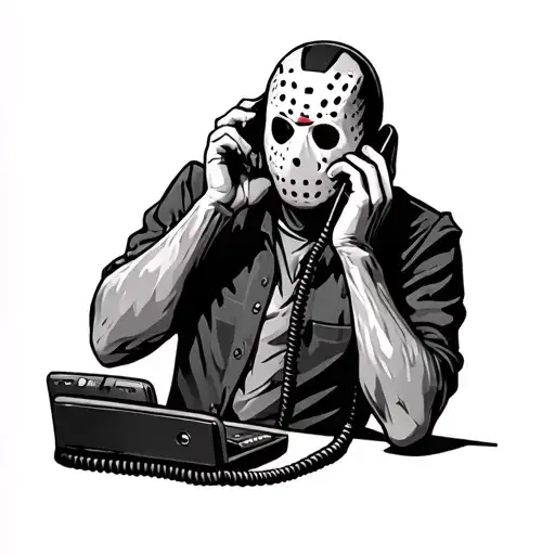 Jason Vorhees Talking On Phone With Cord