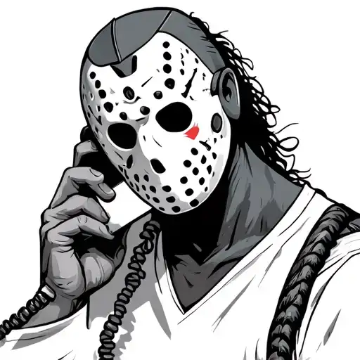 Jason Vorhees Talking On Phone With Cord
