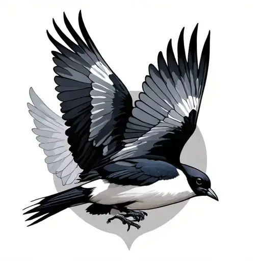 Two Magpies Flying
