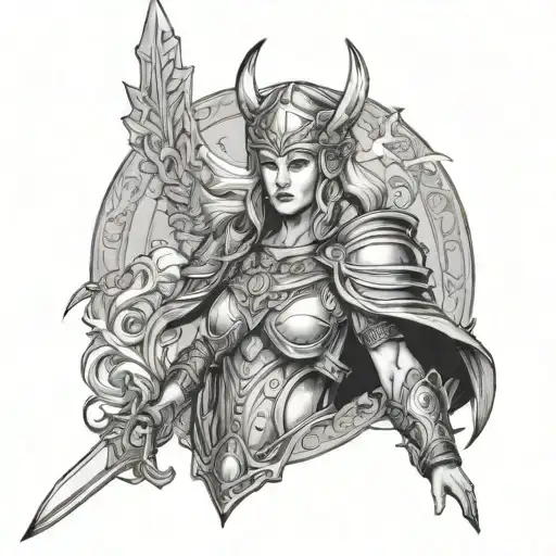 Goddess Freya Norse Goddes Wearing Armor And Weapons
