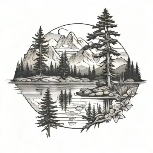 A Serene Landscape Of The Maine Mountains With A Peaceful Lake In The Foreground