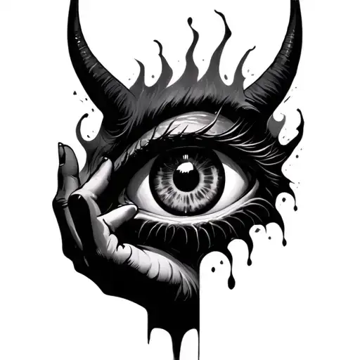 Demon Eye With A Hand Coming Out Of It