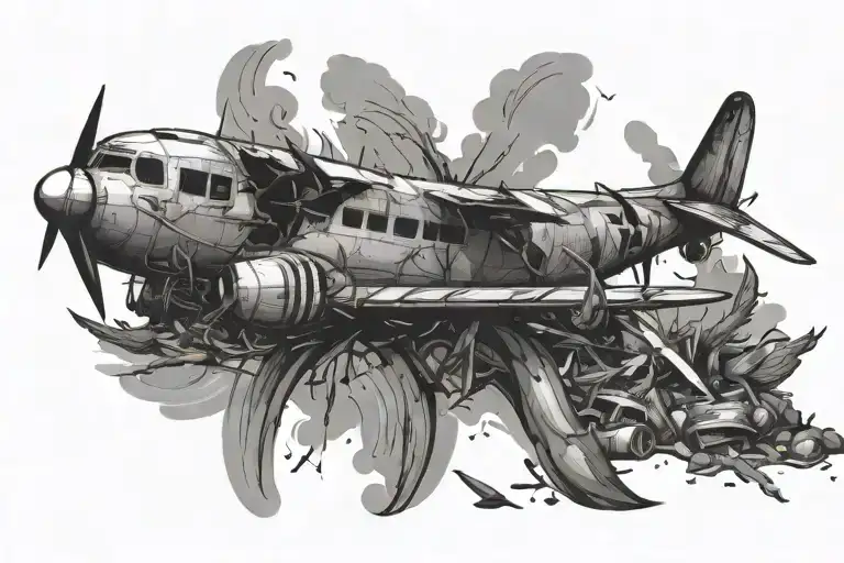 Plane Crash On Beach Scene
