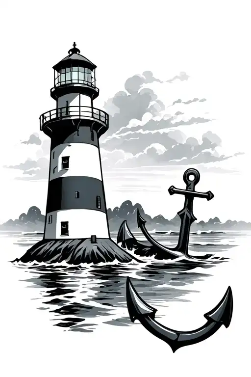 Lighthouse And An Anchor