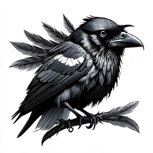 Raven With Feathers Made Entirely Of Intricate