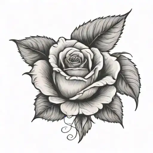 Fine Line Rose With The Name Written