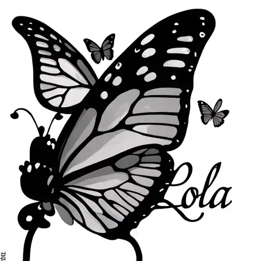 Butterflies Flying With The Name Lola In Cursive